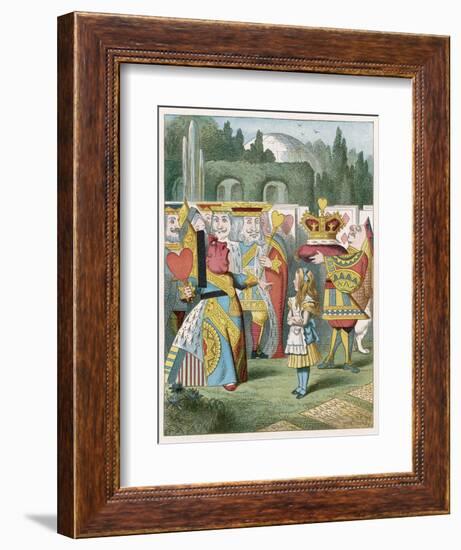 Alice and the Queen of Hearts: "Off with Her Head!"-John Tenniel-Framed Art Print