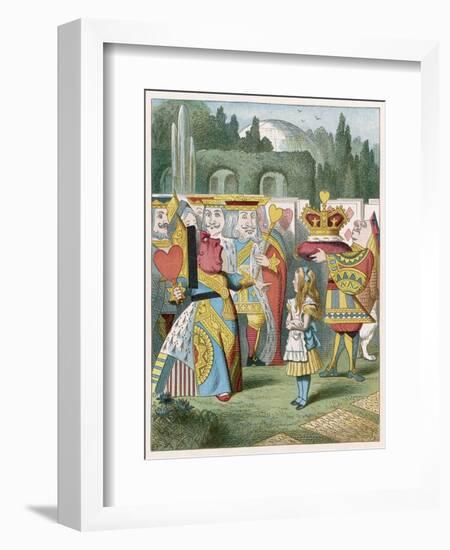 Alice and the Queen of Hearts: "Off with Her Head!"-John Tenniel-Framed Art Print