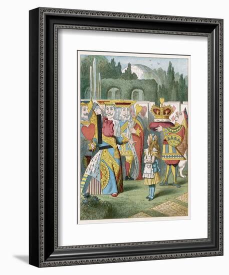 Alice and the Queen of Hearts: "Off with Her Head!"-John Tenniel-Framed Art Print