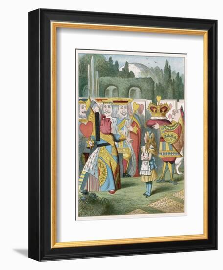 Alice and the Queen of Hearts: "Off with Her Head!"-John Tenniel-Framed Art Print