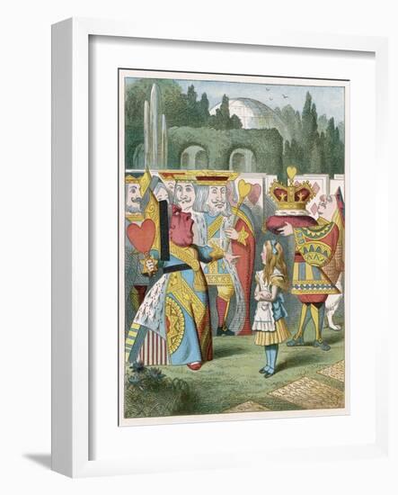 Alice and the Queen of Hearts: "Off with Her Head!"-John Tenniel-Framed Art Print