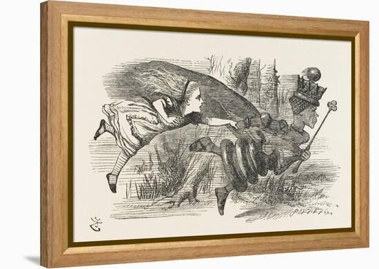 Alice and the Red Queen Fly Hand-In-Hand-John Tenniel-Framed Premier Image Canvas