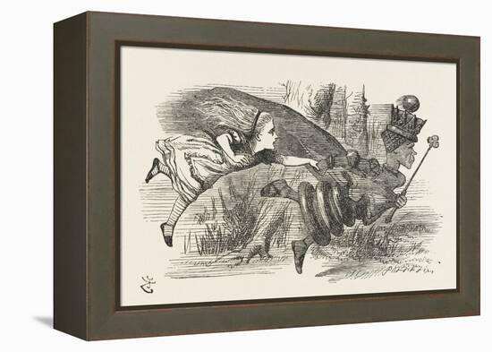 Alice and the Red Queen Fly Hand-In-Hand-John Tenniel-Framed Premier Image Canvas