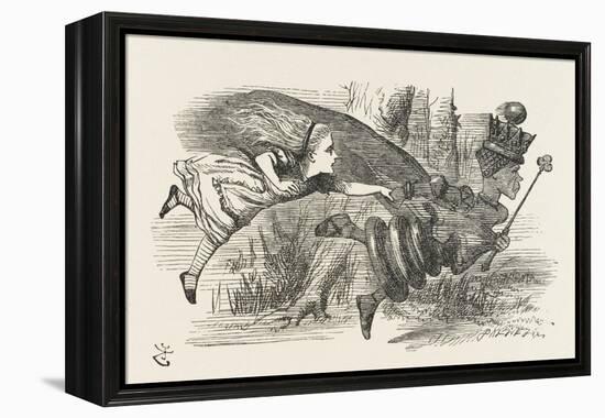 Alice and the Red Queen Fly Hand-In-Hand-John Tenniel-Framed Premier Image Canvas