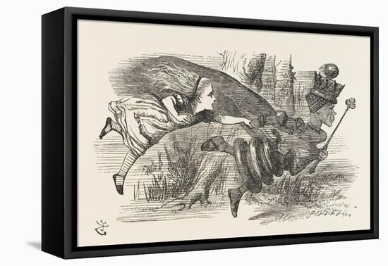 Alice and the Red Queen Fly Hand-In-Hand-John Tenniel-Framed Premier Image Canvas