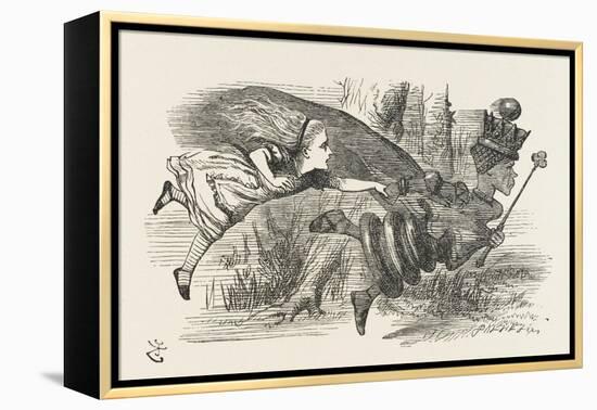 Alice and the Red Queen Fly Hand-In-Hand-John Tenniel-Framed Premier Image Canvas