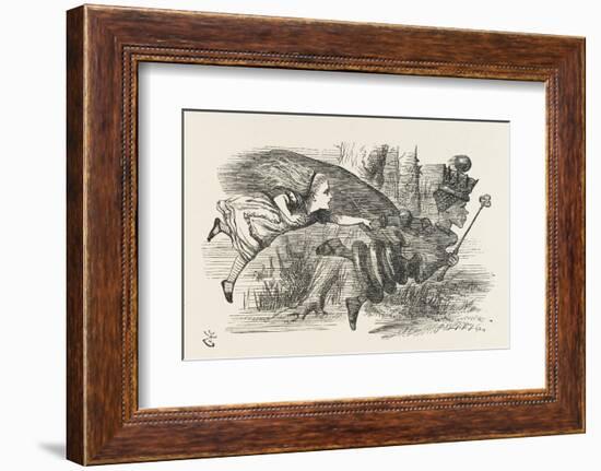 Alice and the Red Queen Fly Hand-In-Hand-John Tenniel-Framed Premium Photographic Print