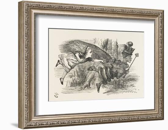 Alice and the Red Queen Fly Hand-In-Hand-John Tenniel-Framed Photographic Print