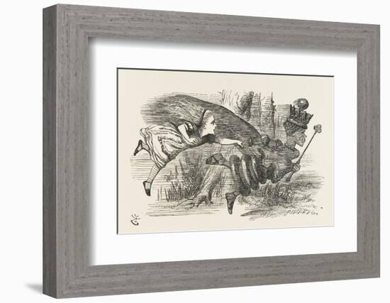 Alice and the Red Queen Fly Hand-In-Hand-John Tenniel-Framed Photographic Print