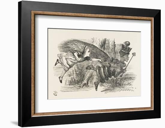 Alice and the Red Queen Fly Hand-In-Hand-John Tenniel-Framed Photographic Print