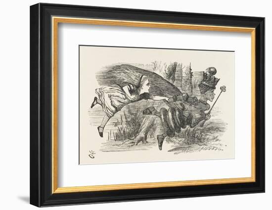 Alice and the Red Queen Fly Hand-In-Hand-John Tenniel-Framed Photographic Print