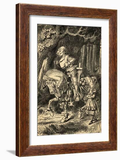 Alice and the White Knight, Illustration from 'Alice in Wonderland' by Lewis Carroll (1832-98)…-John Tenniel-Framed Giclee Print