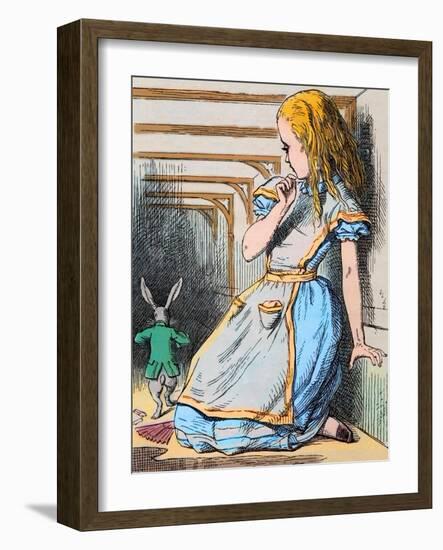 Alice and the White Rabbit. Illustration by John Tenniel from the First Edition of Lewis Carroll's-John Tenniel-Framed Giclee Print