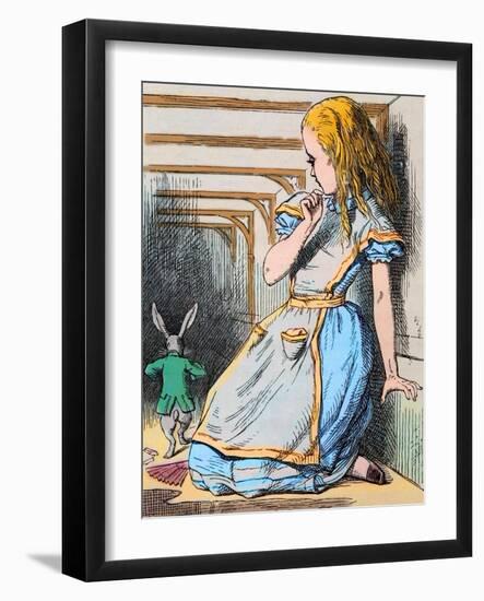 Alice and the White Rabbit. Illustration by John Tenniel from the First Edition of Lewis Carroll's-John Tenniel-Framed Giclee Print