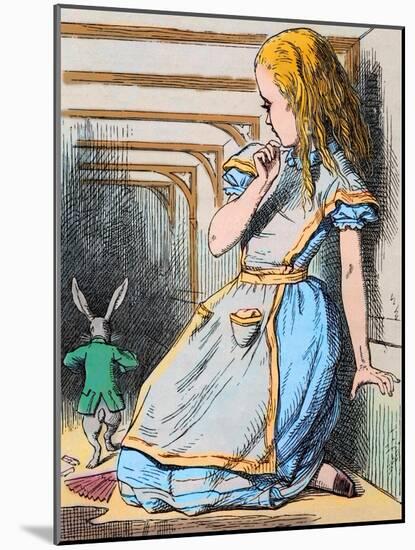 Alice and the White Rabbit. Illustration by John Tenniel from the First Edition of Lewis Carroll's-John Tenniel-Mounted Giclee Print