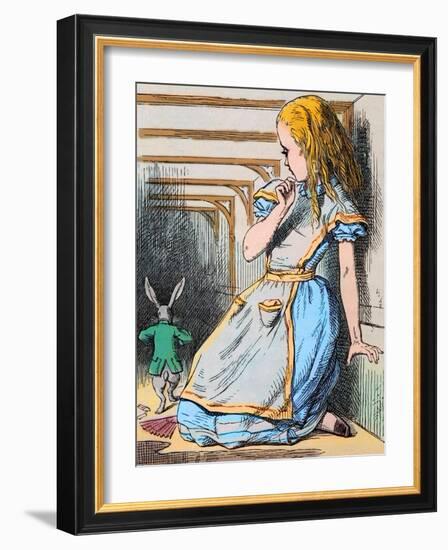 Alice and the White Rabbit. Illustration by John Tenniel from the First Edition of Lewis Carroll's-John Tenniel-Framed Giclee Print