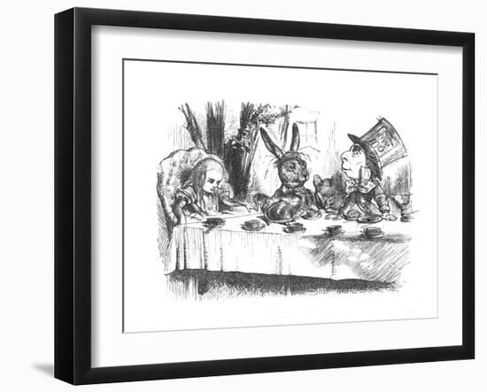 'Alice at the Mad Hatter's tea party', 1889-John Tenniel-Framed Giclee Print