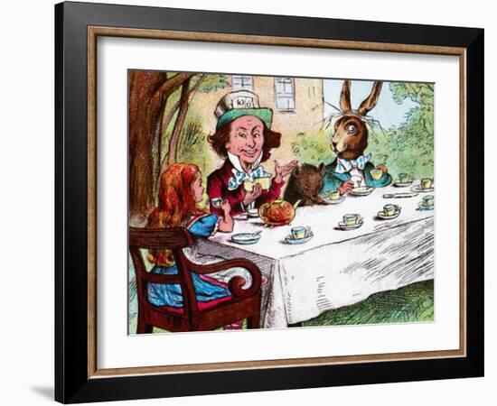 'Alice at the Mad Hatter's Tea Party', c1910-John Tenniel-Framed Giclee Print