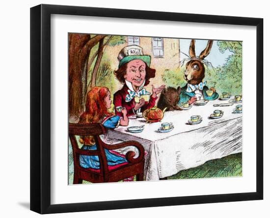 'Alice at the Mad Hatter's Tea Party', c1910-John Tenniel-Framed Giclee Print