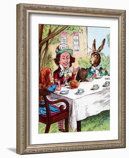 'Alice at the Mad Hatter's Tea Party', c1910-John Tenniel-Framed Giclee Print