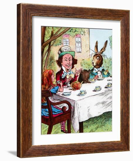 'Alice at the Mad Hatter's Tea Party', c1910-John Tenniel-Framed Giclee Print