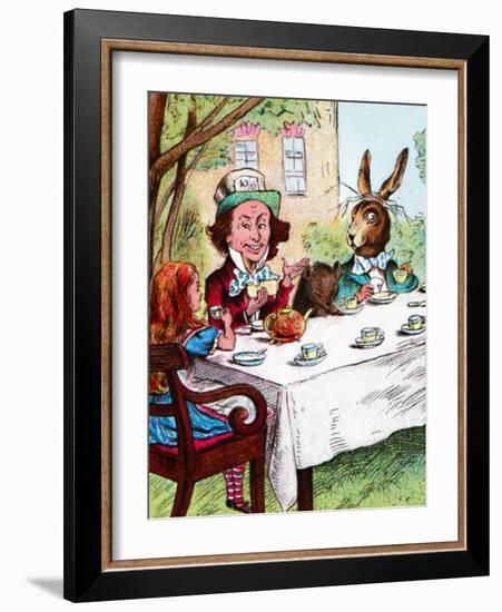 'Alice at the Mad Hatter's Tea Party', c1910-John Tenniel-Framed Giclee Print