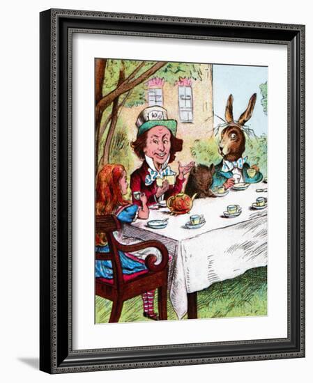 'Alice at the Mad Hatter's Tea Party', c1910-John Tenniel-Framed Giclee Print