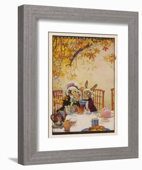 Alice at the Mad Hatter's Tea Party-Gywnedd Hudson-Framed Art Print