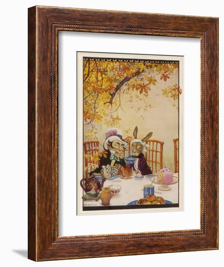 Alice at the Mad Hatter's Tea Party-Gywnedd Hudson-Framed Art Print