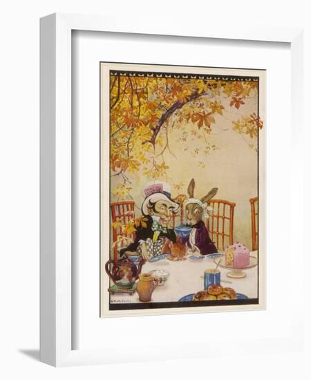 Alice at the Mad Hatter's Tea Party-Gywnedd Hudson-Framed Art Print