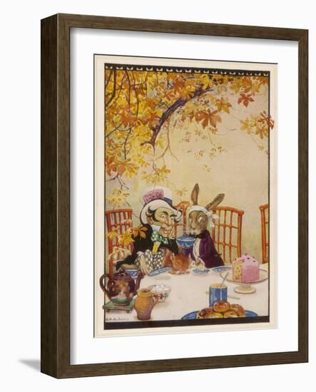 Alice at the Mad Hatter's Tea Party-Gywnedd Hudson-Framed Art Print