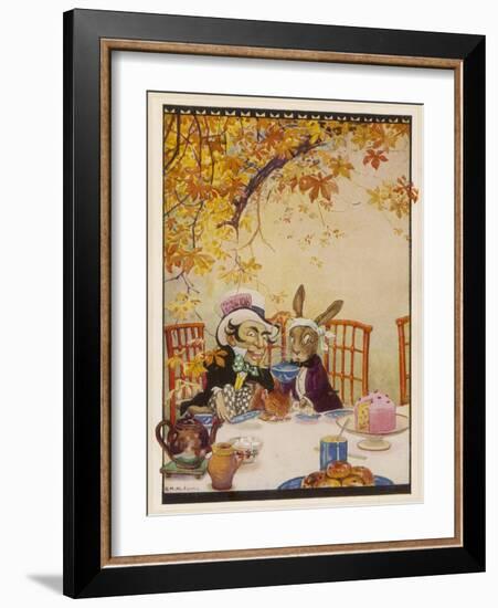 Alice at the Mad Hatter's Tea Party-Gywnedd Hudson-Framed Art Print