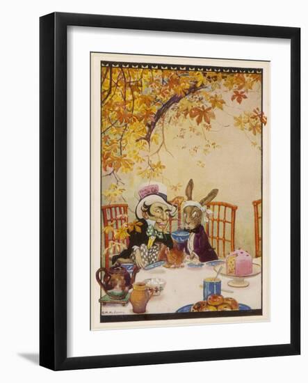 Alice at the Mad Hatter's Tea Party-Gywnedd Hudson-Framed Art Print