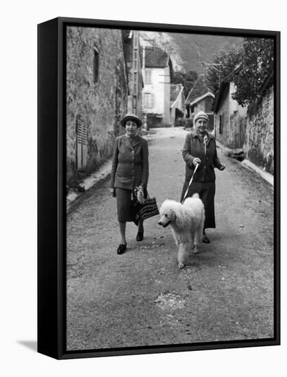 Alice B. Toklas and Author Gertrude Stein, Walking Poodle "Basket" During Liberation from Germans-Carl Mydans-Framed Premier Image Canvas