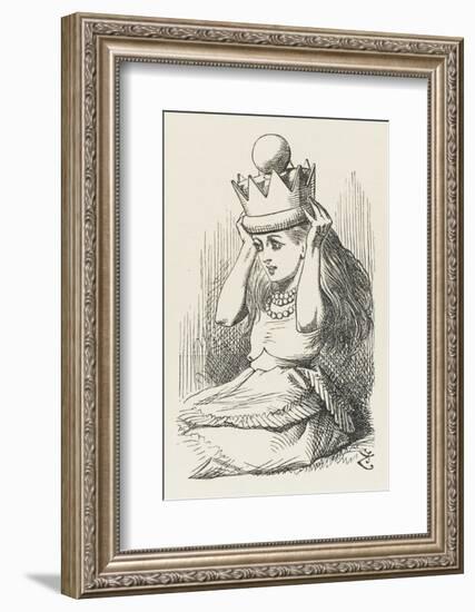 Alice Crowned as Queen Alice Puts on the Crown-John Tenniel-Framed Photographic Print