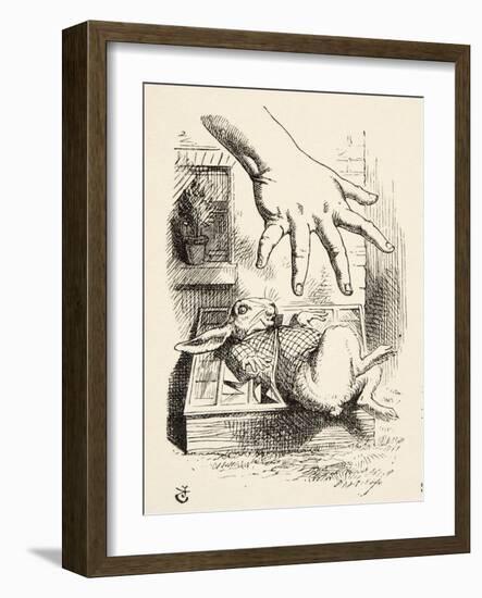 Alice Drops the White Rabbit, from 'Alice's Adventures in Wonderland' by Lewis Carroll (1832 - 98),-John Tenniel-Framed Giclee Print