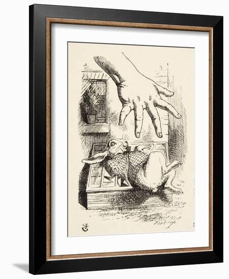 Alice Drops the White Rabbit, from 'Alice's Adventures in Wonderland' by Lewis Carroll (1832 - 98),-John Tenniel-Framed Giclee Print