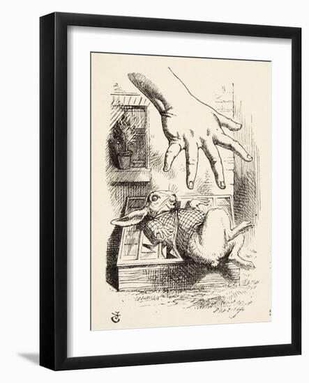 Alice Drops the White Rabbit, from 'Alice's Adventures in Wonderland' by Lewis Carroll (1832 - 98),-John Tenniel-Framed Giclee Print