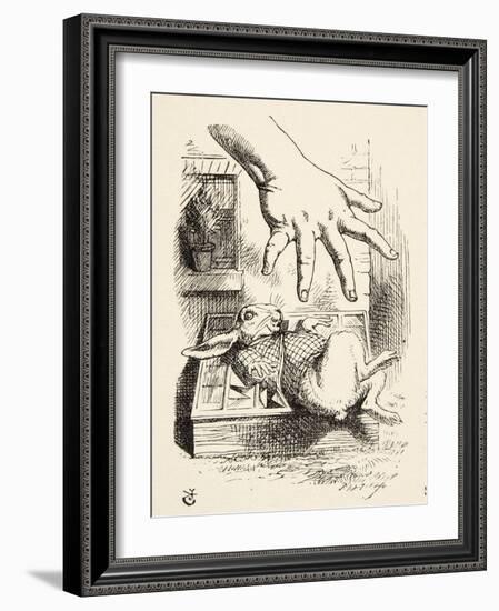 Alice Drops the White Rabbit, from 'Alice's Adventures in Wonderland' by Lewis Carroll (1832 - 98),-John Tenniel-Framed Giclee Print