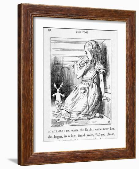 Alice Et Le Rabbit - in “Alice's Adventures in Wonderland and through the Looking Glass”” by Lewis-John Tenniel-Framed Giclee Print