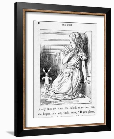 Alice Et Le Rabbit - in “Alice's Adventures in Wonderland and through the Looking Glass”” by Lewis-John Tenniel-Framed Giclee Print