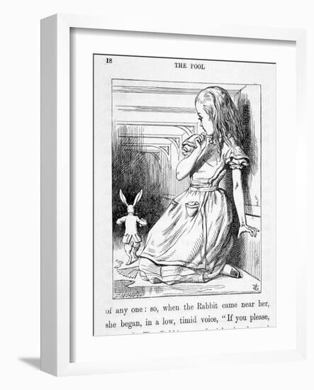 Alice Et Le Rabbit - in “Alice's Adventures in Wonderland and through the Looking Glass”” by Lewis-John Tenniel-Framed Giclee Print