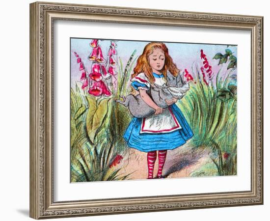 'Alice holding a pig in her arms.', c1910-John Tenniel-Framed Giclee Print