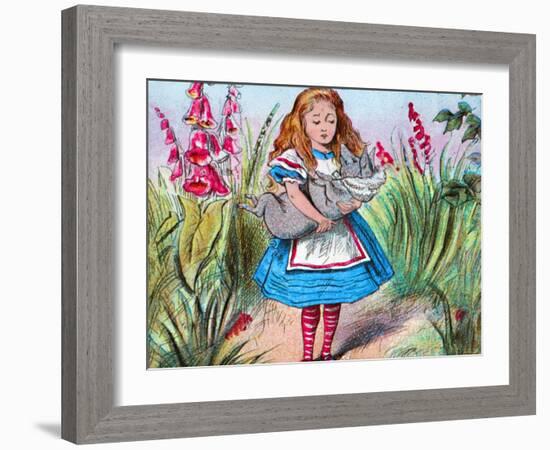 'Alice holding a pig in her arms.', c1910-John Tenniel-Framed Giclee Print