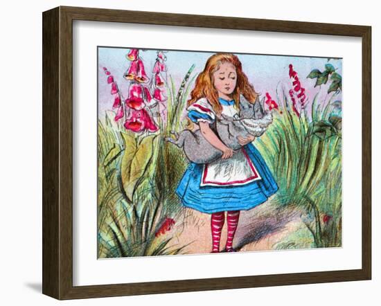 'Alice holding a pig in her arms.', c1910-John Tenniel-Framed Giclee Print