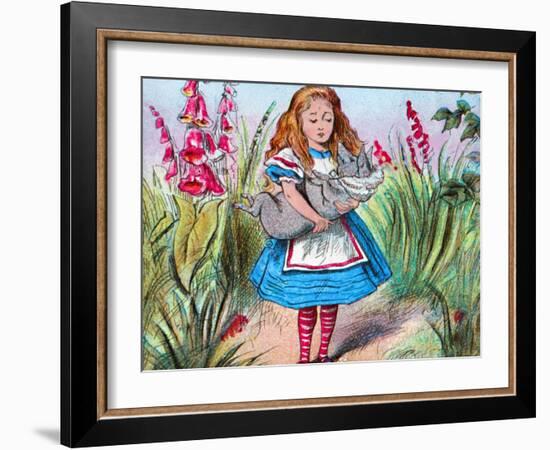 'Alice holding a pig in her arms.', c1910-John Tenniel-Framed Giclee Print