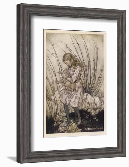 Alice Holds the Baby Pig-Arthur Rackham-Framed Photographic Print