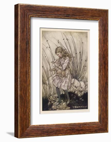 Alice Holds the Baby Pig-Arthur Rackham-Framed Photographic Print