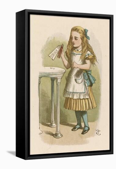 Alice Holds the Bottle Which Says "Drink Me" on the Label-John Tenniel-Framed Premier Image Canvas
