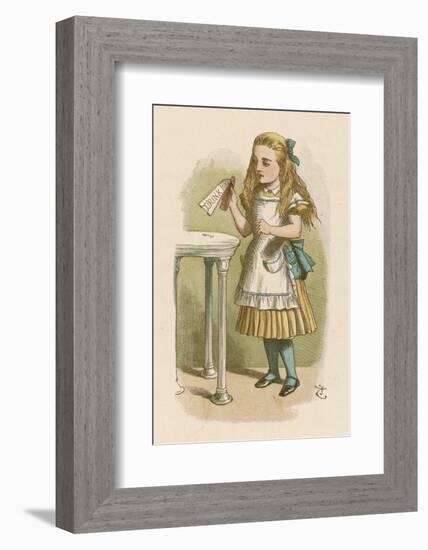 Alice Holds the Bottle Which Says "Drink Me" on the Label-John Tenniel-Framed Photographic Print